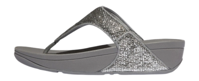 Sandales FitFlop Femme Lulu Crinkled-Shimmer Toe-Post Sandals Silvereen