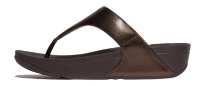 FitFlop Women Lulu Leather Toepost Metallic Chocolate Brown