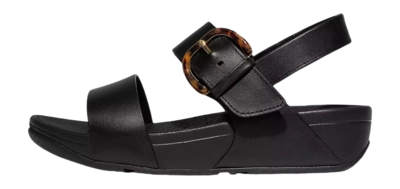 Sandalen FitFlop Lulu Resin-Buckle Leather Back-Strap Sandals Damen All Black