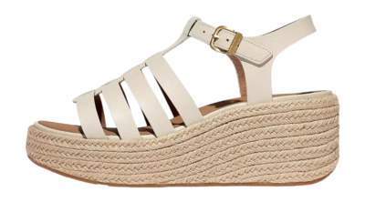 FitFlop Women Platfforms Espadrille Leather Fisherman Wedge Sandals Paris Beige