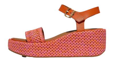 FitFlop Women Platfforms Woven Wedge Ankle-Strap Sandals Satsuma/Pinkperfect Mix
