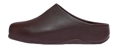 Sabots FitFlop Femme Shuv Tumbled-Leather Clogs Chocolat