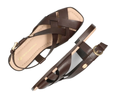 Fred de la Bretoniere Women Gitel Cross Sandal Crust Dark Brown | Etrias.nl