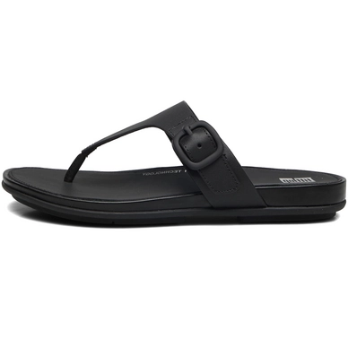 FitFlop Women Gracie Buckle Leather Toe-Post All Black