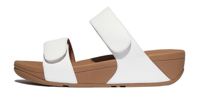 Flip Flops FitFlop Damen Lulu Adjustable Leather Slides Urban White
