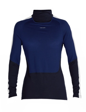 Ondershirt Icebreaker Women 200 Oasis Sonebula LS High Neck Mid Navy Royal Navy Snow