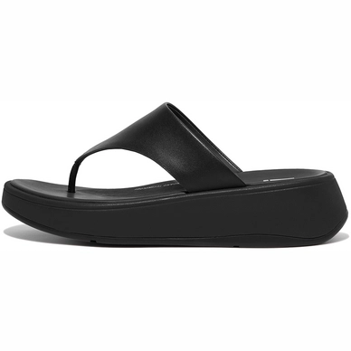 Tongs FitFlop Femme F-Mode Leather Flatform Toe-Post All Black