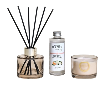 Geurstokjes Set Maison Berger Mini Eternity 90ML + Geurkaars 80g Lady Flower