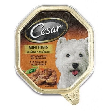 Blikvoer Cesar Mini Filits Groente & Gevogelte (12 stuks) 12 x 150 g