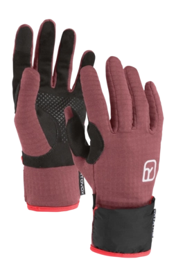 Handschoen Ortovox Damen Fleece Grid Cover Glove Mountain Rose / Black Athletic Fit
