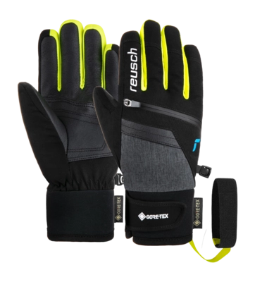 Handschoen Reusch Kids Travis GORE-TEX Junior Black / Black Melange / Safety Yellow PrimaLoft Gold