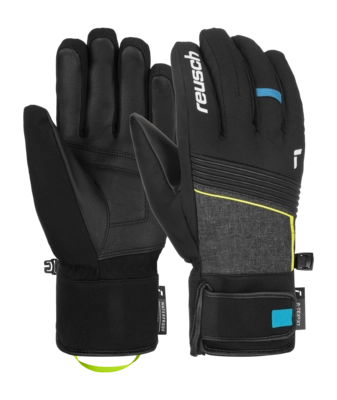 Handschoen Reusch Men Louis R-TEX XT Black Melange / Safety Yellow / Brilliant Blue TecFill