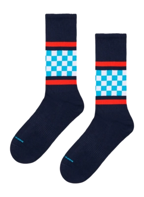 Happy Socks Checked Stripe Sneaker Navy
