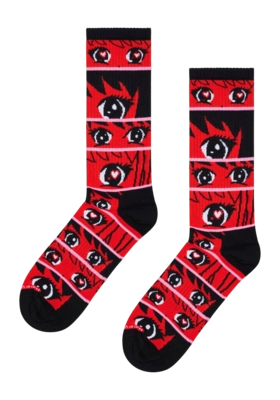 Happy Socks Unisex Anime Stripes Sneaker Red