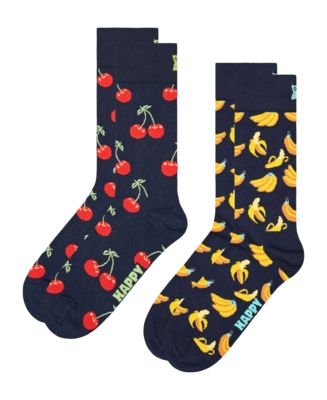 Happy Socks Unisex Classic Cherrys Navy 2-Pack