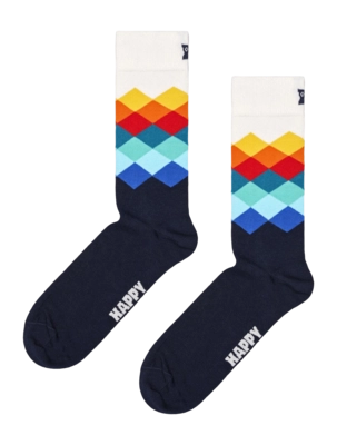 Happy Socks Unisex Faded Diamond Navy