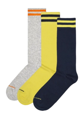 Happy Socks Unisex Solid Sneakers Grey Yellow Black 3-Pack