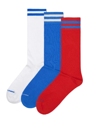 Happy Socks Unisex Solid Sneakers White Blue Red 3-Pack