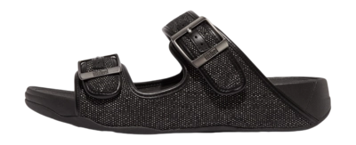 Slipper FitFlop Gogh Moc Buckle Two-Tone Canvas Slides Herren Black