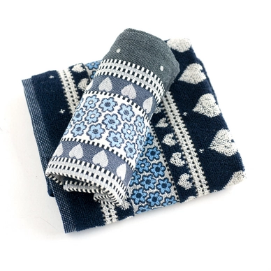 Theedoek Bunzlau Castle Valentine Dark Blauw