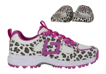 Hockeyschoen Brabo Junior Tribute Leopard/Pink + Slides