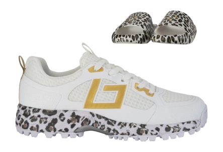 Hockeyschoen Brabo Shoe Tribute White/Gold/Leo + Slides