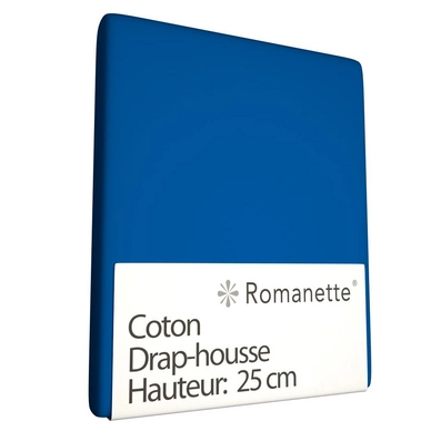 Drap-housse Romanette Bleu de Cobalt (Coton)