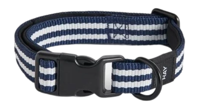 HAY Dogs Collar Flat Hondenhalsband middelgrote rassen Blue And White Stripe S/M