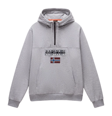 Hoodie Napapijri Men Burgee Half Zip Hoodie 2.0 Medium Grey Melange