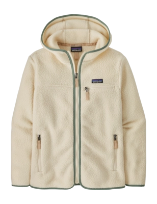 Hoodie Patagonia Women Retro Pile Hoody Natural w/Ellwood Green