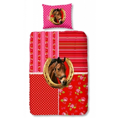 Dekbedovertrek Good Morning Horse Rood Roze Katoen