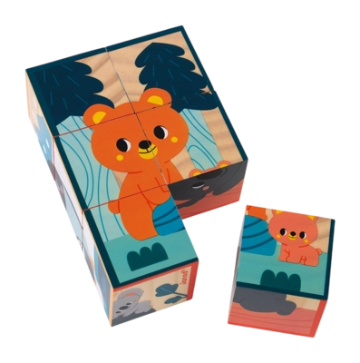 Houten Blokpuzzel Janod WWF 6 Dieren
