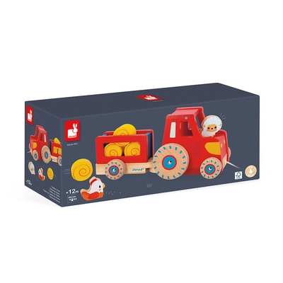 Houten Speelgoed Janod Boerderij Trekfiguur Tractor