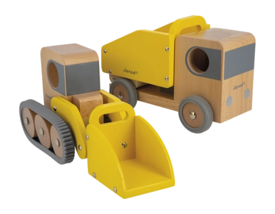 Houten Speelgoed Janod Bolid Kiepwagen En Bulldozer