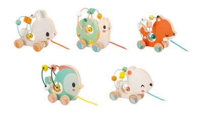 Houten Speelgoed Janod Pure Baby Looping Trekfiguurtjes Dieren