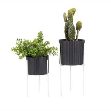 Bloempot PT Living Stilt Iron Black White Stand