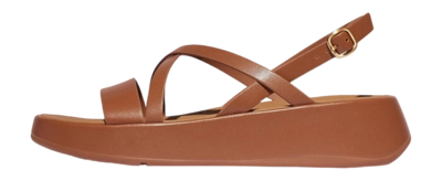 FitFlop Women F-Mode Leather Flatform Strappy Back-Strap Sandals Deep Tan