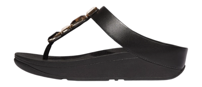 FitFlop Women Fino Multi-Stone Leather Toe-Post Sandals All Black