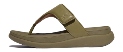 FitFlop Women F-Mode Go Adjustable Flatform Toe-Post Sandals Camo-Green
