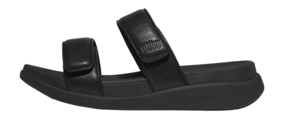 FitFlop Damen F-Mode Go Adjustable Flatform Two-Bar Slides All Black