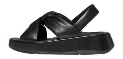 FitFlop Women F-Mode Knot Soft-Leather Flatform B/Strap Sandals All Black