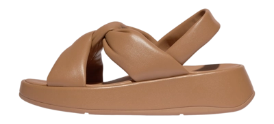 FitFlop Women F-Mode Knot Soft-Leather Flatform B/Strap Sandals Classic Tan