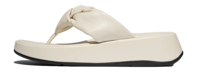 Slipper FitFlop F-Mode Knot Soft-Leather Flatform Toe-Post Sandals Damen Paris Beige