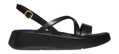 Sandals FitFlop Women F-Mode Leather Flatform Strappy Back-Strap Sandals All Black