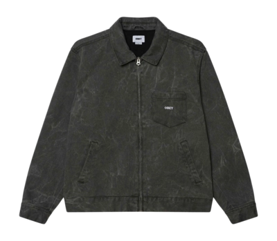Jacket Obey Men Obey Workman Zip Black Wrinkle Wash