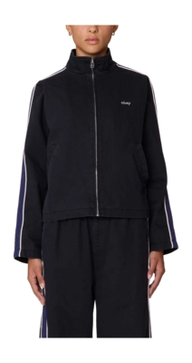 Jacke Obey Astrid Stripe Damen Digital Black Faded Wash