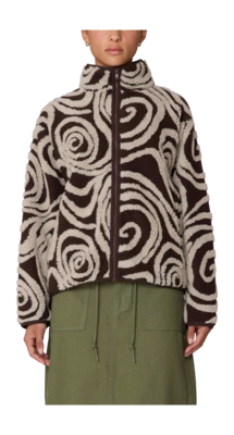 Jacke Obey Swirls Jacquard Zip Damen Brown Multi