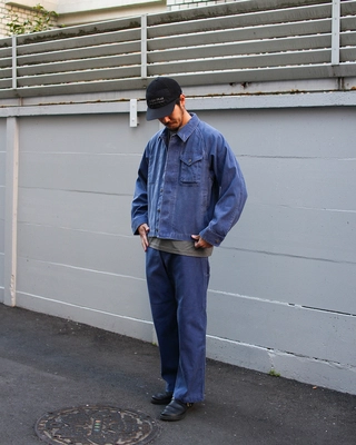 Jacket Snow Peak Unisex Sulfur Dyed Fade Coverall Blue | Sneaker