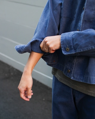 Jacket Snow Peak Unisex Sulfur Dyed Fade Coverall Blue | Sneaker