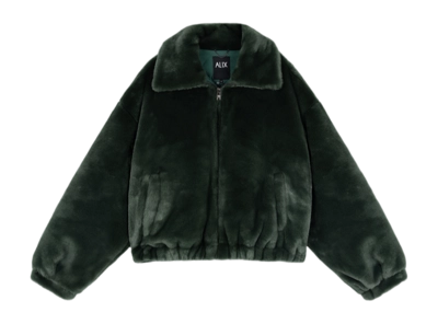 Jas Alix The Label Women Faux Fur Coat Dark Olive